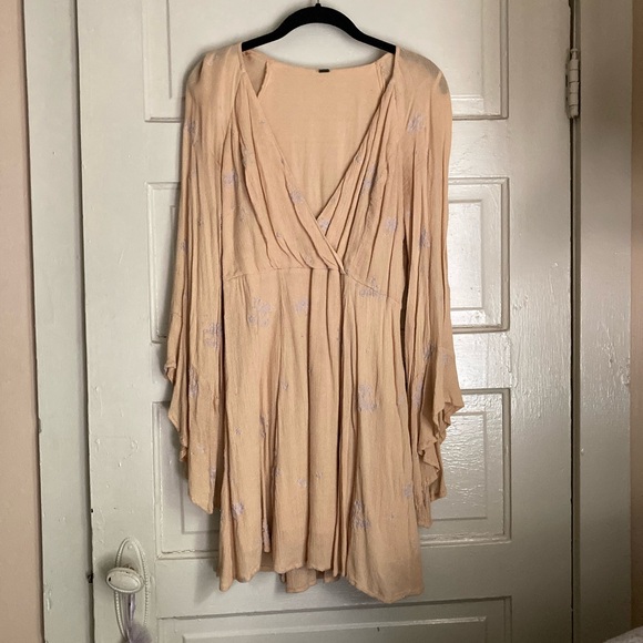 Free People Dresses & Skirts - Free People Jasmine Surplice Dress in Almond
